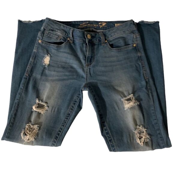 Seven7 Slim Straight Distressed Jeans - Picture 4 of 8